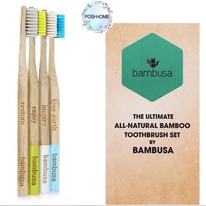 Toothbrushes Set of 4 Organic Bamboo Natural